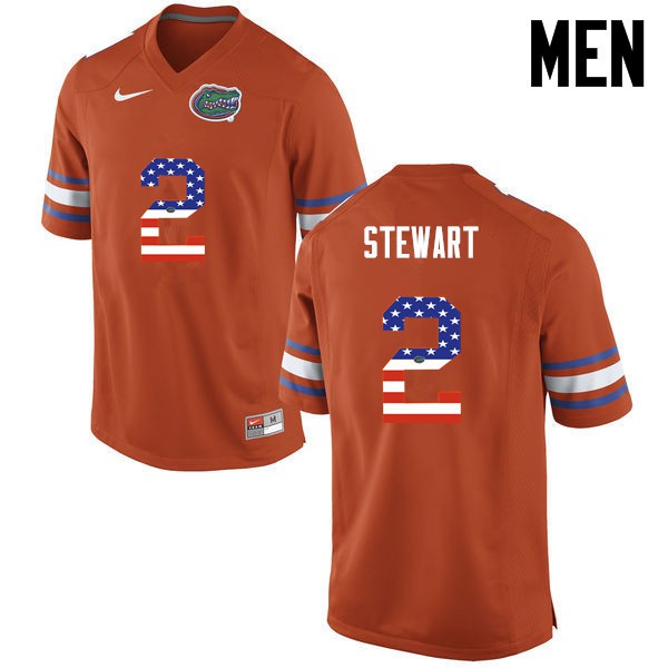 Florida Gators Men #2 Brad Stewart College Football USA Flag Fashion Orange
